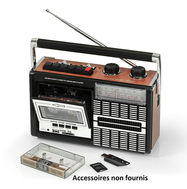 lecteur de cassettes k7 audio retro avec radio fm analogique et enregistrement sur usb ricatech pr85