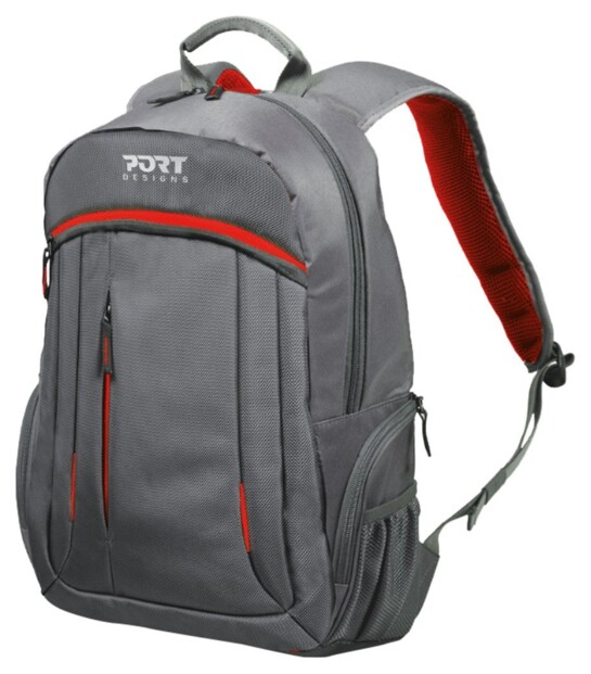 sac a dos avec poche pour ordinateur portable 15 et tablette 10 couleur rouge gris port design megeve