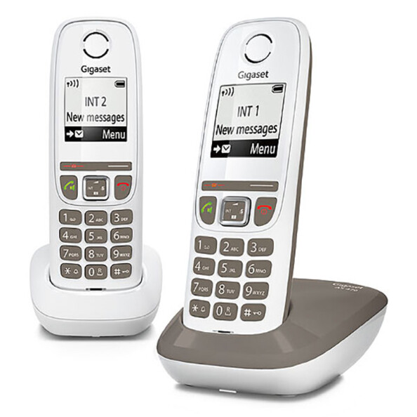 Téléphones fixe sans fil DECT Gigaset AS470 Duo blanc et beige (reconditionnés)