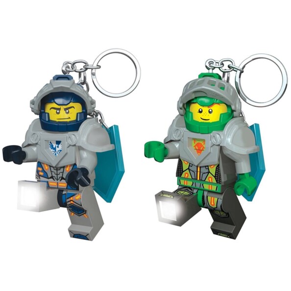 Lot de 2 porte-clés LED LEGO Nexo Knights Clay et Aaron.