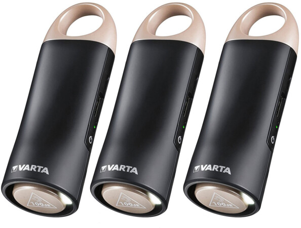 3 batteries USB avec Alarme personnelle 100dB Varta Safety Power Bank