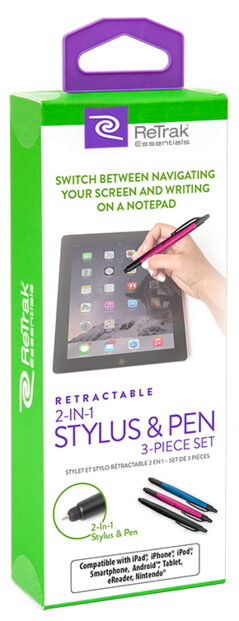 3 stylets pour écran tactile avec stylo rétractable