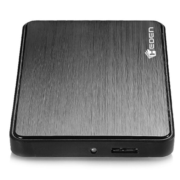 Boîtier HDD 2.5" SATA avec USB 3.0 en aluminium noir. Boitier en aluminium brossé
