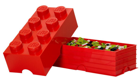 Brique de rangement Lego 8 plots (12 litres) - Rouge