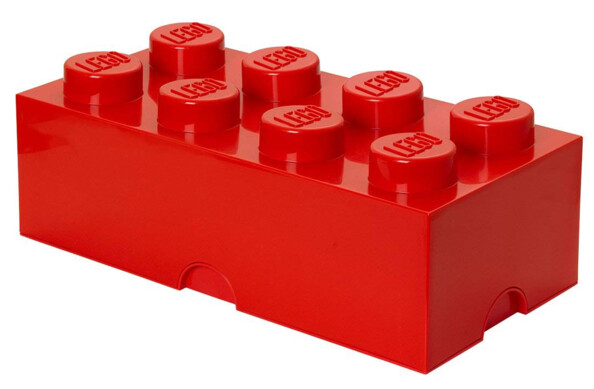 boite de rangement lego grande brique 8 plots 12 litres rouge