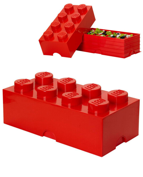 Brique de rangement Lego 8 plots (12 litres) - Rouge