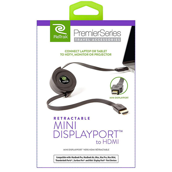 packaging Câble HDMI vers Mini DisplayPort rétractable 150 cm Retrak