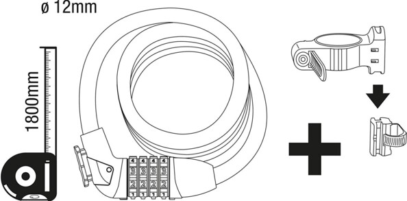 Cadenas vélo à code avec câble 1,80 m - Cable Combi