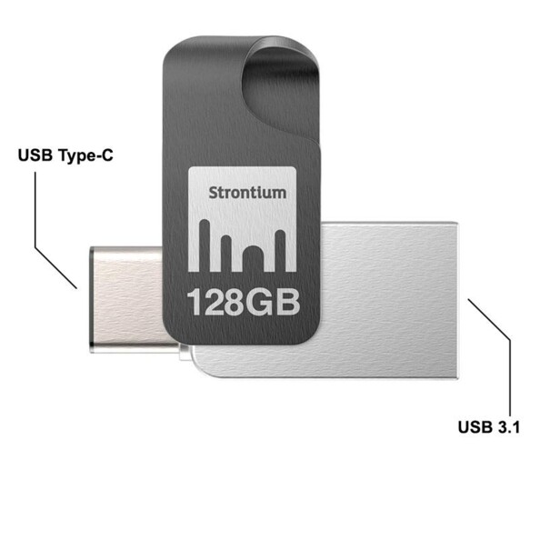 Clé USB à double interface Type-C et Type-A de 128 Go.