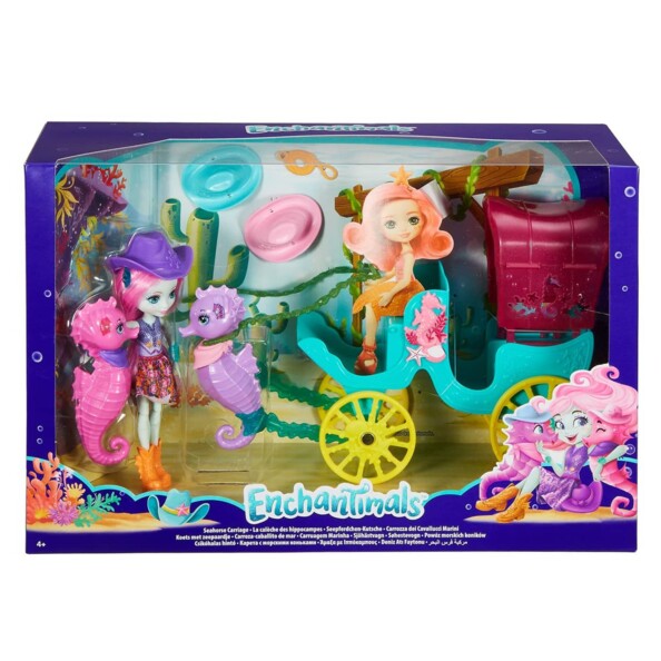 Packaging de Enchantimals : La calèche des hippocampes Mattel.