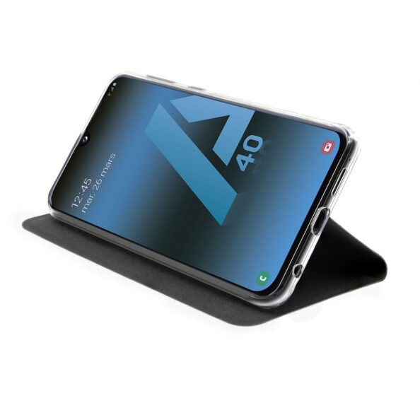 Étui folio en simili cuir noir pour Samsung Galaxy A40