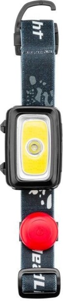 Lampe frontale Goobay, vue verticale avec boîtier de commande et crochet de suspension