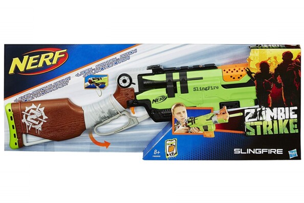 Packaging du Fusil Nerf Zombie Strike Slingfire Blaster.