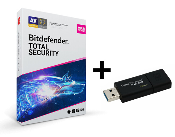Pack antivirus Bitdefender Total Security 2020 avec clé USB 32 Go