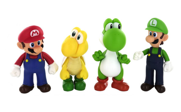 Figurines articulées Mario, Koopa, Yoshi et Luigi.