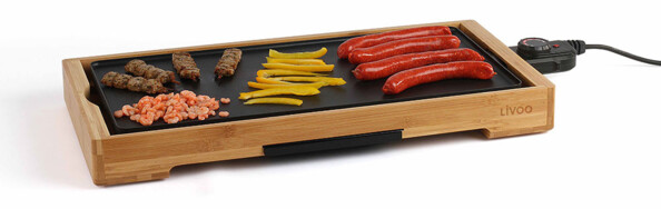 plancha xxl avec contours en bois de bambou livoo doc202