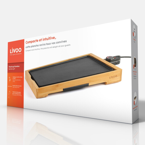 Plancha avec habillage bambou 2200 W DOC202