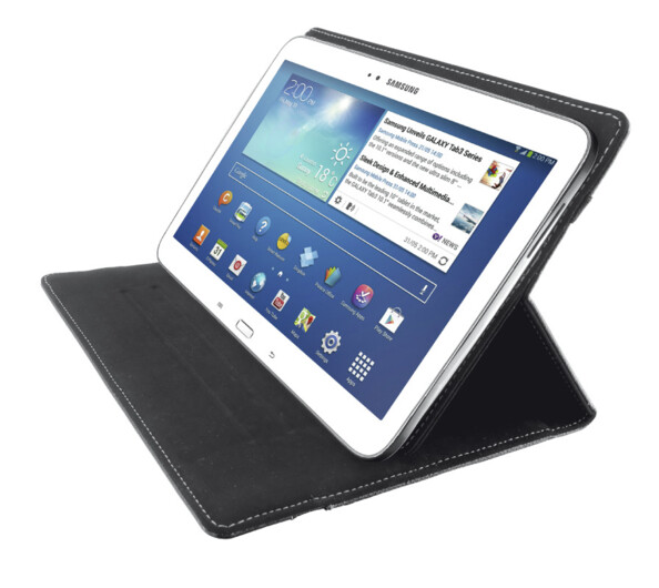 pochette etui pour tablette tactile android ipad 10" avec pad collant reutilisable trust stick & go