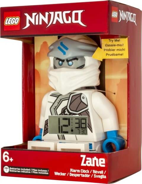 Réveil Ninjago Zane rétroéclairé - 23 cm LEGO. Emballage de côté