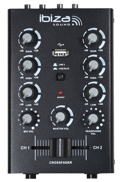 table de mixage 2 voies usb bluetooth crossfader mix500bt ibiza