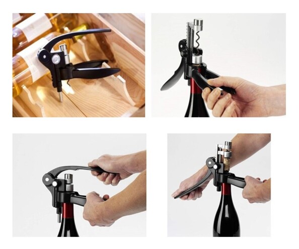 Utilisez le tire-bouchon à levier DeLuxe pour déboucher vos bouteilles de vin facilement.