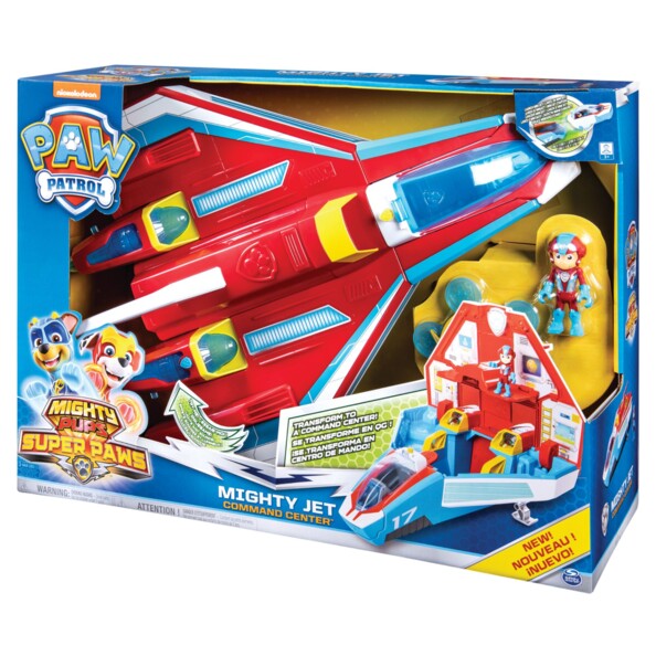 Packaging du vaisseau Super Paws Mighty Jet Pat' Patrouille par Spin Master.