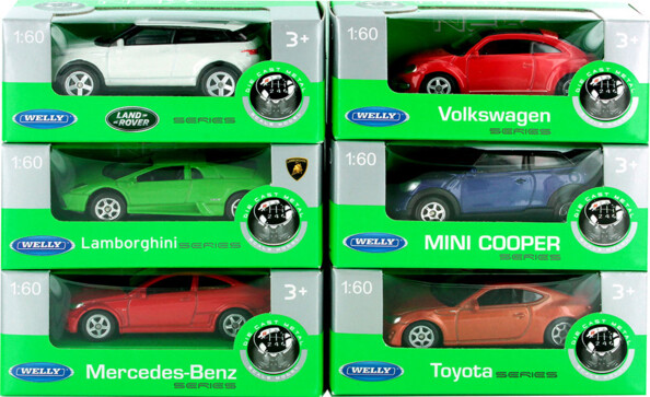 6 voitures miniatures 1/60 de la collection NEX de Welly.