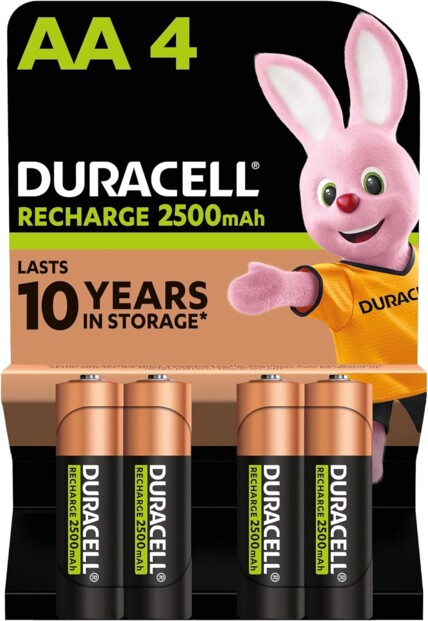 4 accumulateurs rechargeables AA 2500 mAh de la marque Duracell