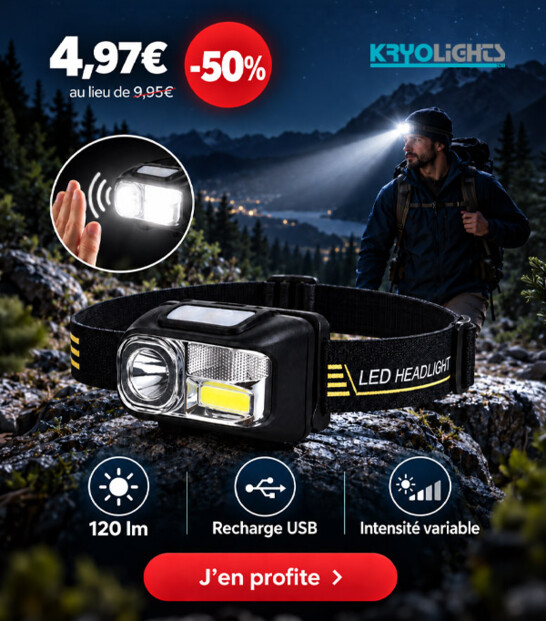 Lampe frontale LED rechargeable 120 lm avec intensité variable