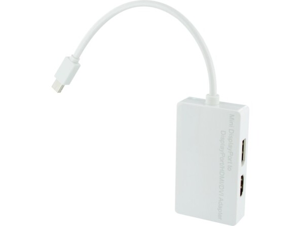 Adaptateur Plug & Play 3 en 1 compact Mini DisplayPort vers HDMI/DVI/DisplayPort