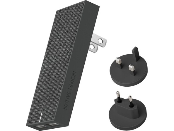 Adaptateur secteur UK/EU/US vers 2 ports USB-A Smart Charger Slate