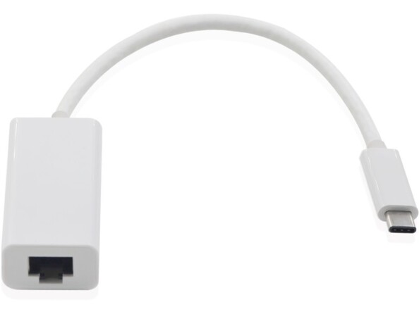 Câble adaptateur USB-C mâle vers port RJ45 femelle Gigabit Ethernet coloris blanc