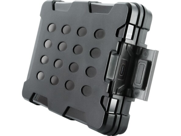 Arrière du boîtier de protection coloris noir étanche avec port USB-C pour disque dur