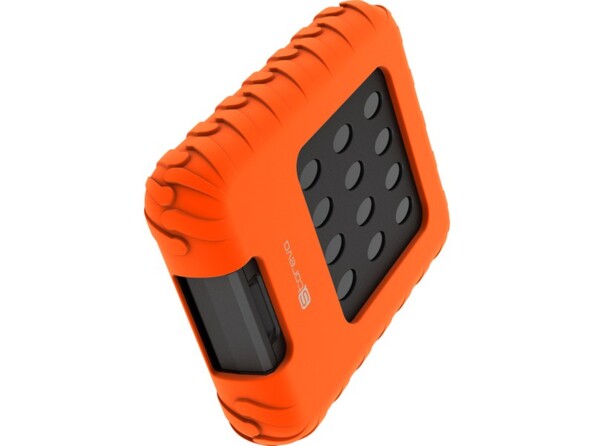 Boîtier Xtrem Drive Storeva avec coque en caoutchouc orange amovible