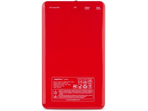 Arrière de la powerbank avec spécifications techniques et mentions de sécurité