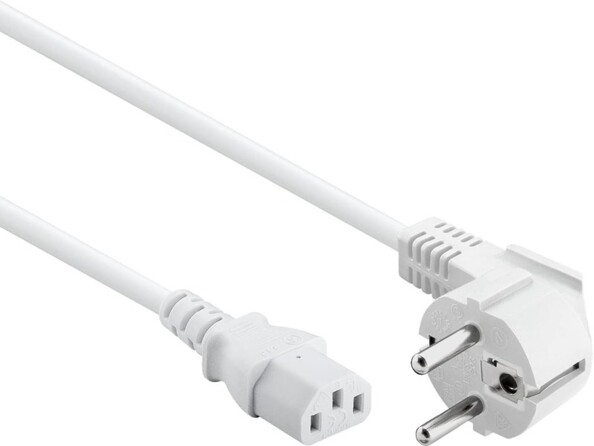 Câble d'alimentation CEI C13 vers CEE 7/7 1,80 m coloris blanc de la marque MacWay