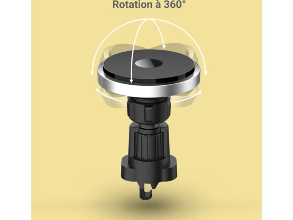 Illustration de la rotation à 360° de la tête mobile du chargeur auto à induction