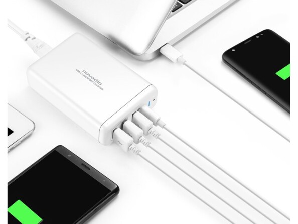 Recharge simultanée de plusieurs appareils avec le Novodio USB-C Multiport Charger