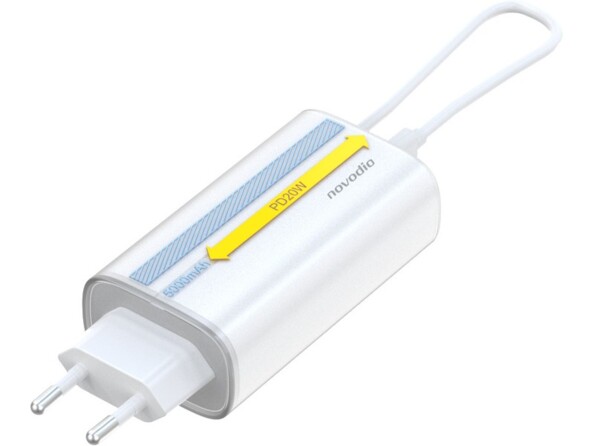 Chargeur secteur USB-C 20 W et batterie externe 5000 mAh de la marque Novodio
