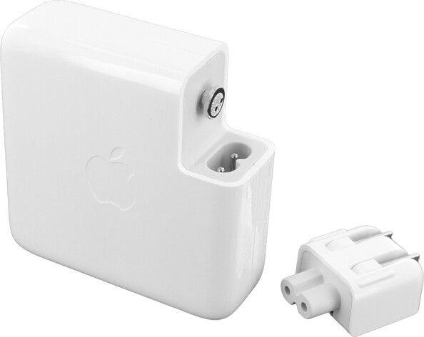 Adaptateur secteur Apple blanc carré avec fiche d'alimentation secteur type A USA retirée