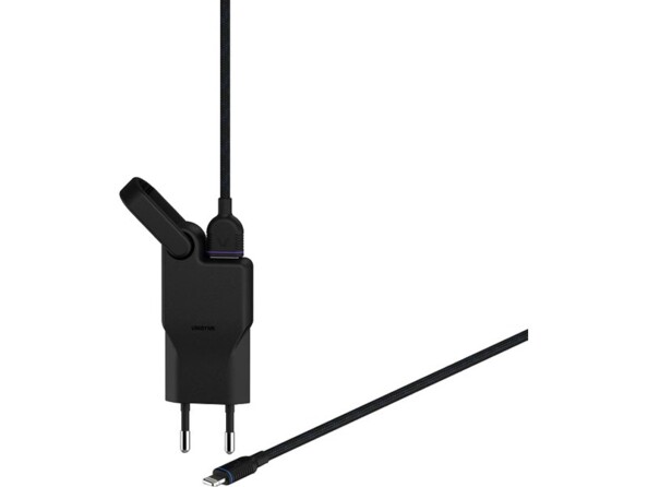 Chargeur secteur USB High Power Charger de la marque Unisynk avec câble Lightning vers USB-A