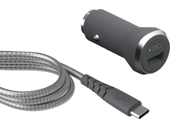 Chargeur USB allume-cigare avec câble USB et support pour câble de la marque Force Power