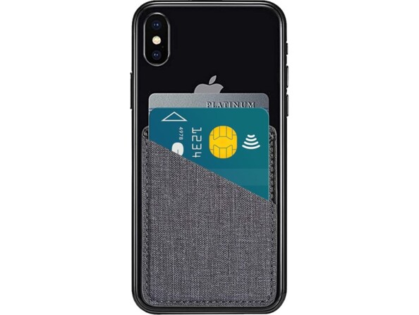 Porte-cartes adhésif pour deux cartes coloris gris de la marque MacWay
