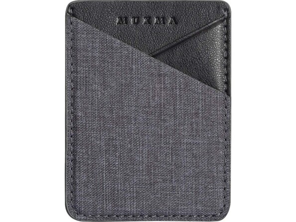 Portefeuille autocollant en tissu synthétique aspect cuir gris et textile avec marque Muxma cousue en relief