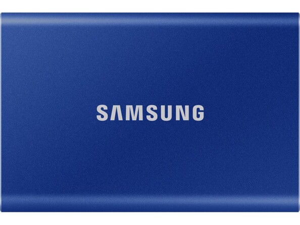 Disque dur externe portable SSD T7 1 To coloris bleu de la marque Samsung