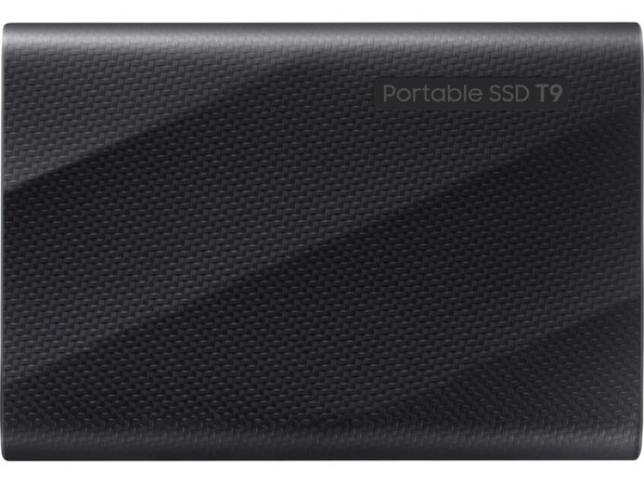 Arrière du boîtier Samsung SSD T9 au design nervuré coloris noir