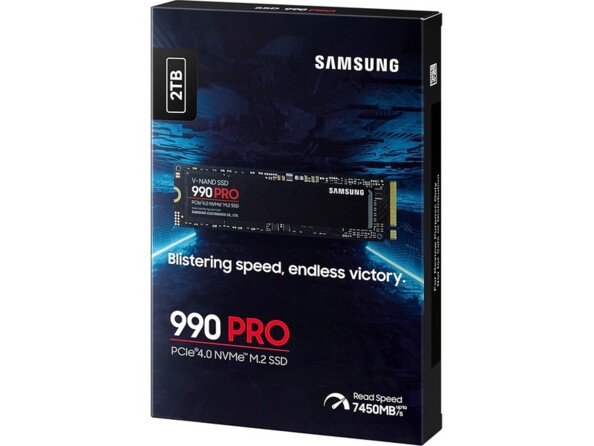 Emballage du disque dur SSD 990 PRO 1 TB Samsung PCIe 4.0 NVMe M.2 2280