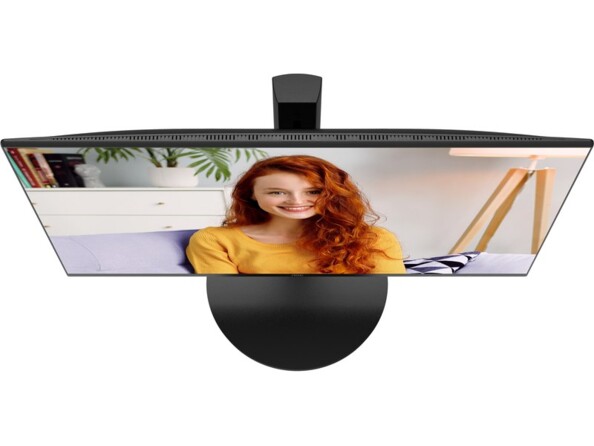 Vue du dessus de l'écran plat allumé sur pied avec ouvertures de ventilation