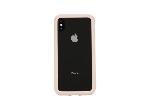 Arrière d'un iPhone X avec bumper rose renforcé