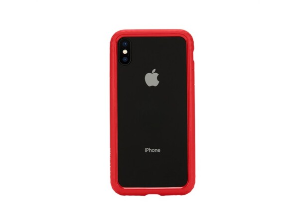 Arrière d'un iPhone X avec bumper rouge renforcé